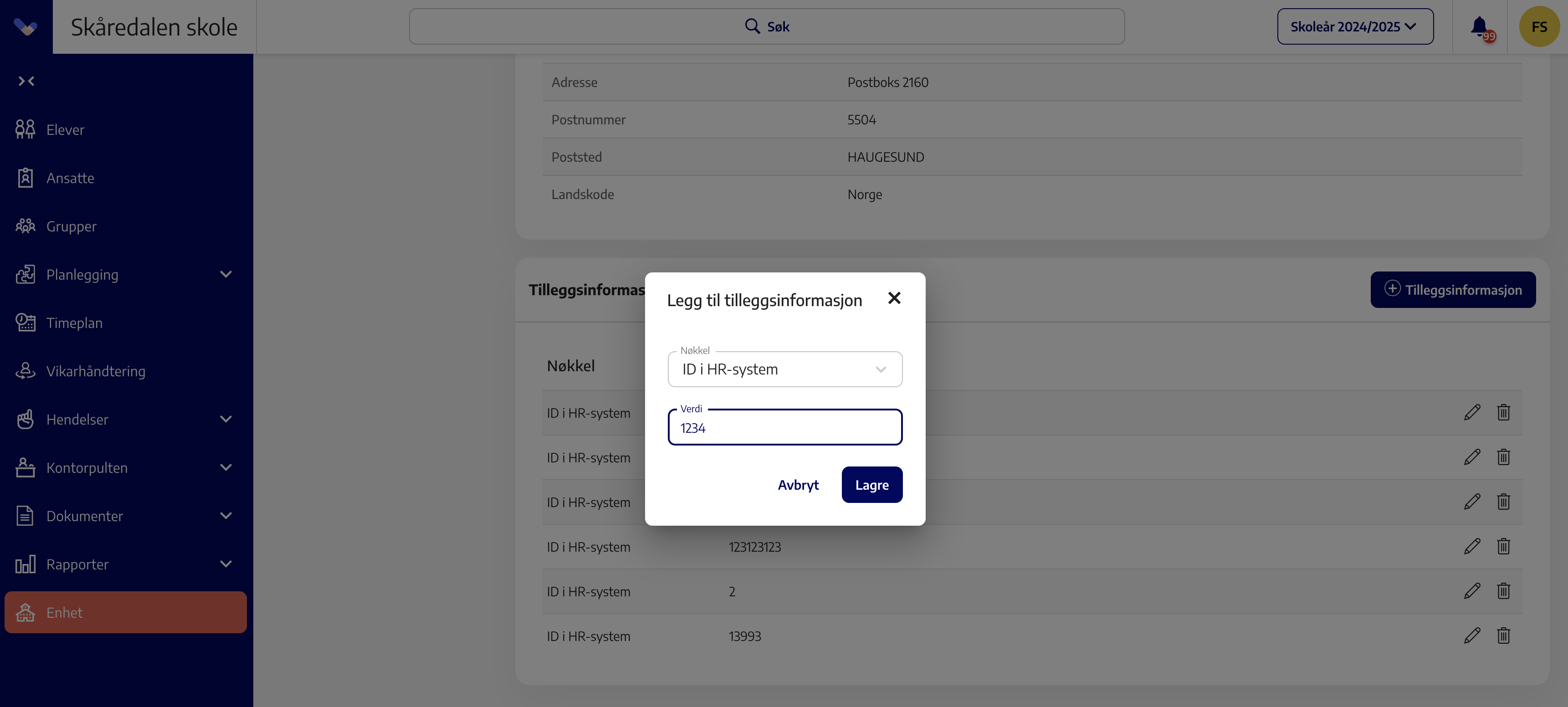 ID i HR-system skjermbilde